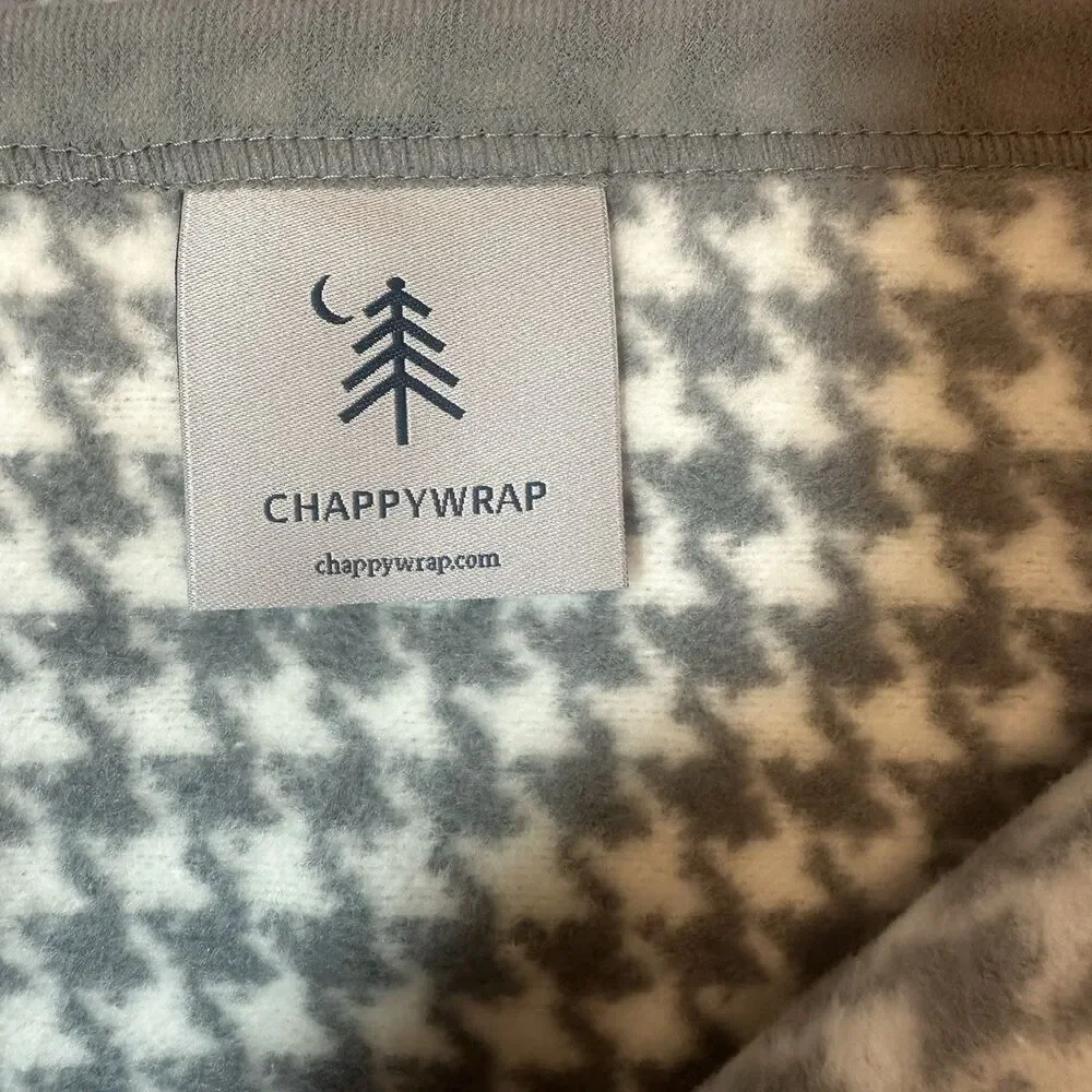ChappyWrap Katama Glen Plaid Grey Ivory Reversible Blanket 60x80 Cotton Blend